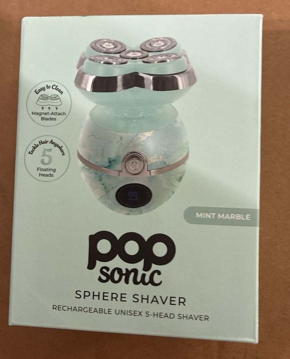 Pop Sonic Sphere Rechargeable Unisex 5-Head Shaver - Mint Marble